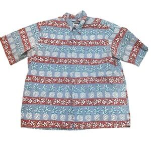 Phil Edwards by Reyn Spooner Men's XXL Stripped‎ Hawaiian Shirt Pineapple Floral